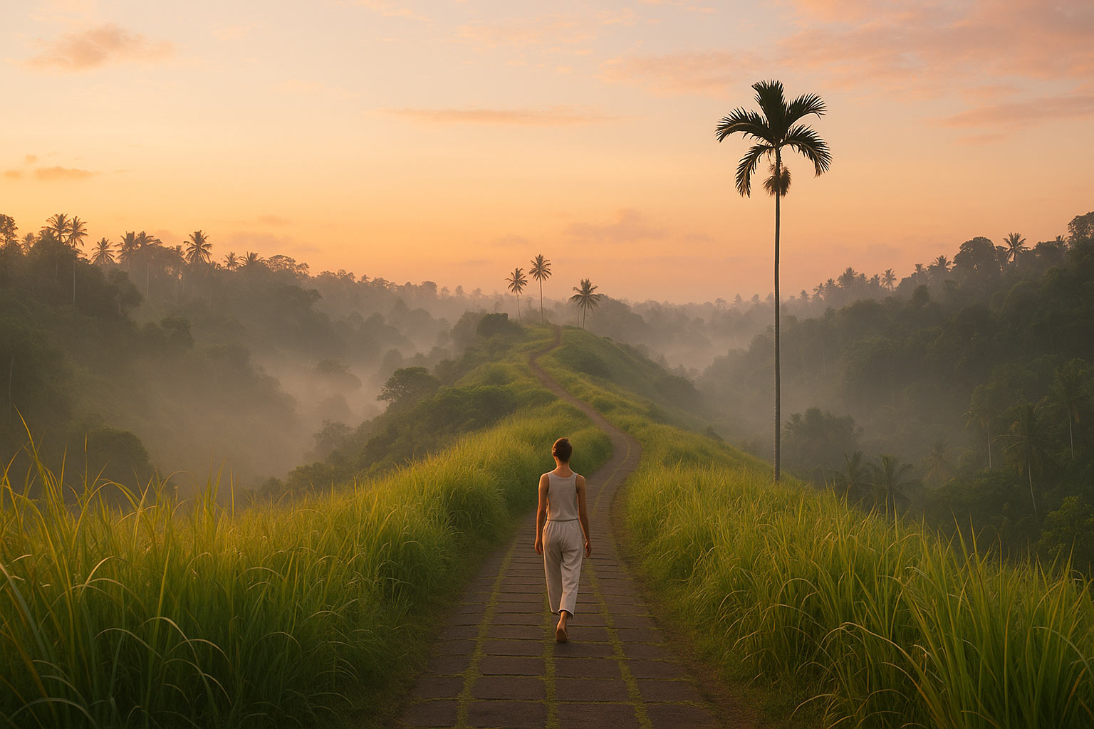 Campuhan Ridge Walk at sunrise in Ubud – a peaceful trail in the spiritual heart of Bali.