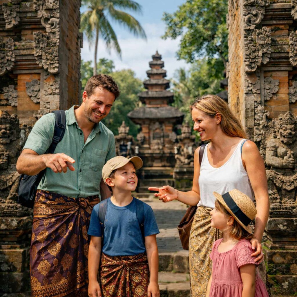 family in temple bali